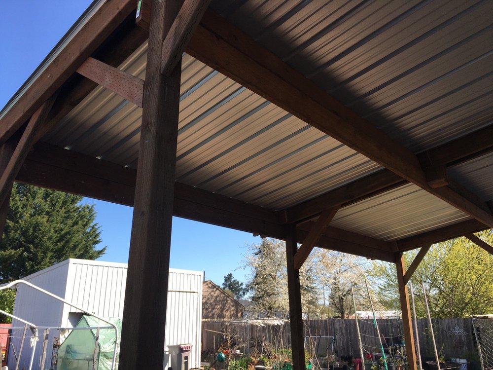Patio cover construction, painted underside, Albany OR
